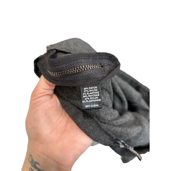 Saks Fifth Avenue Side Zip Nylon Blend Dark Gray Skinny Pants Business Size 4 - Picture 6 of 11